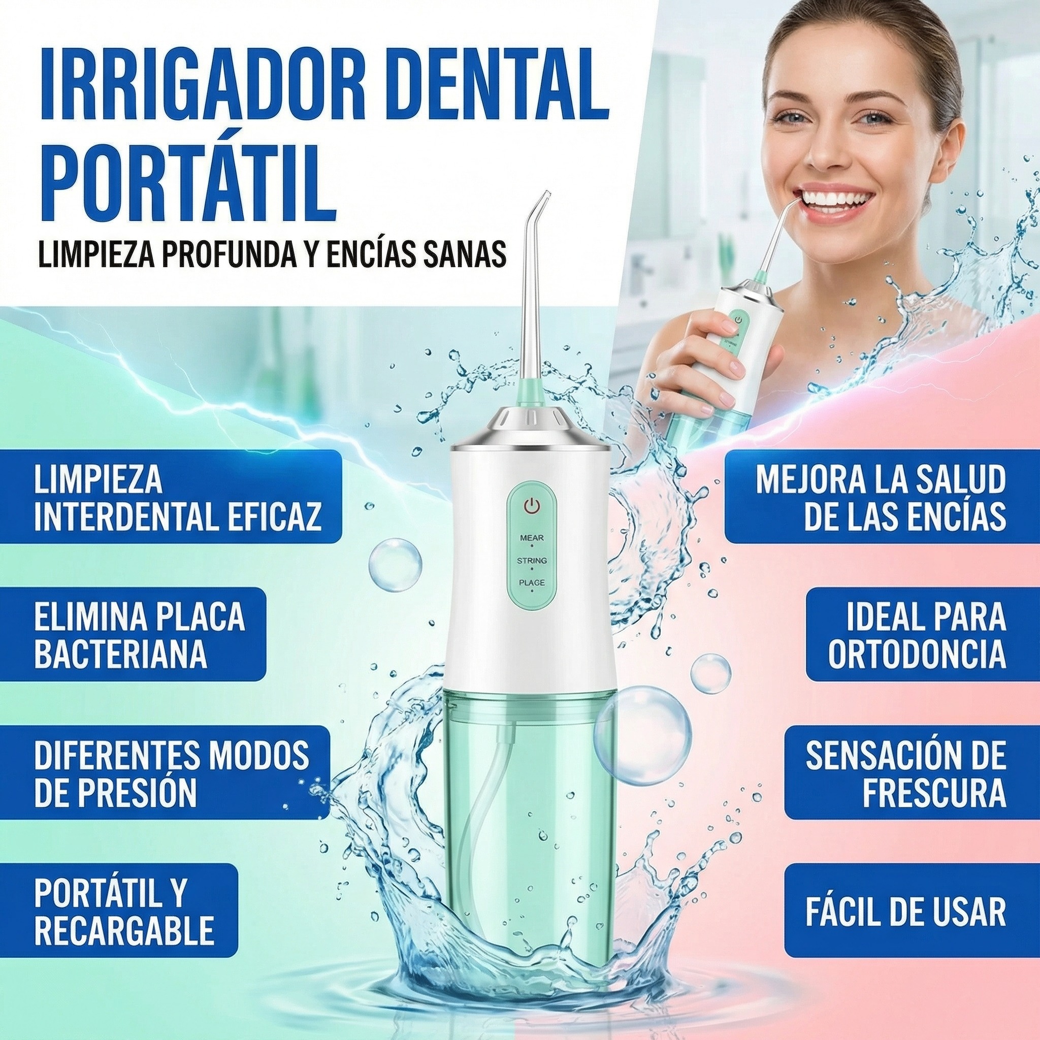Irrigador Bucal Anti Mal Olor - color: Blanco