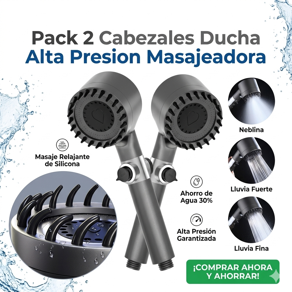 Pack 2 Cabezales Ducha Alta Presion