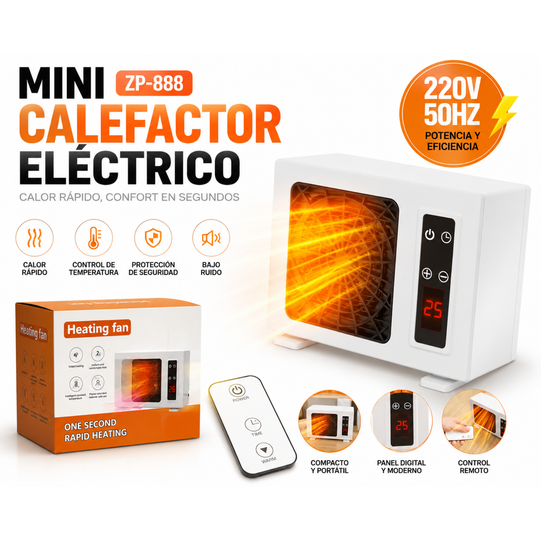 Mini Calefactor Eléctrico ZP-888 Portáti