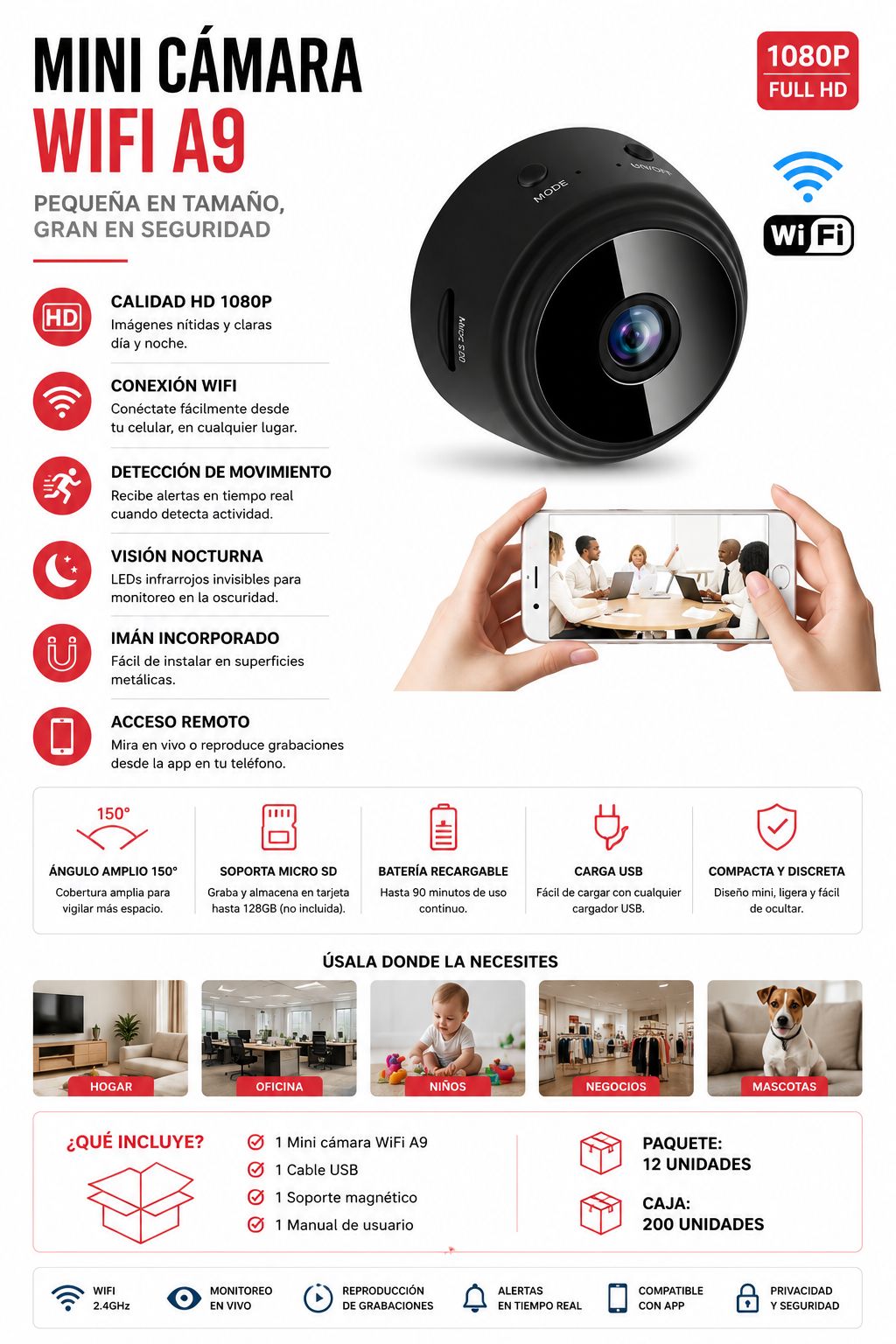 Mini cámara wifi A9