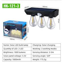 Lámpara Solar LED de 3 Bombillos