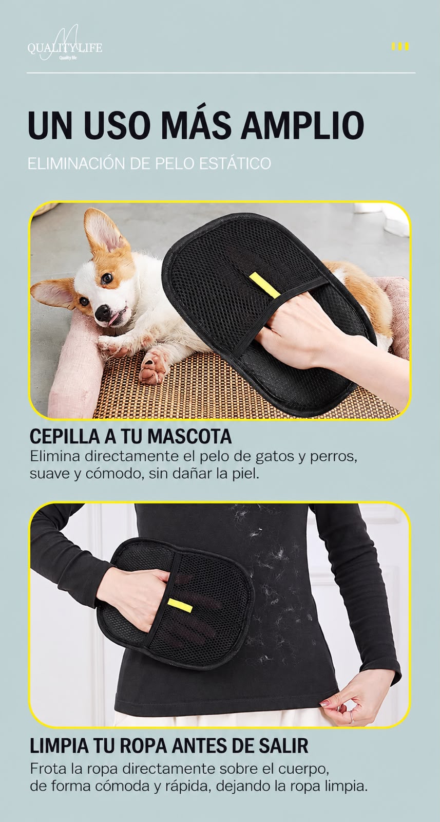 Guante Quitapelos para Perros y Gatos