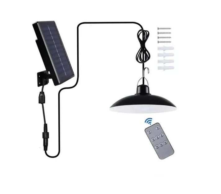 Lámpara colgante solar LED con control remoto para terraza y quincho