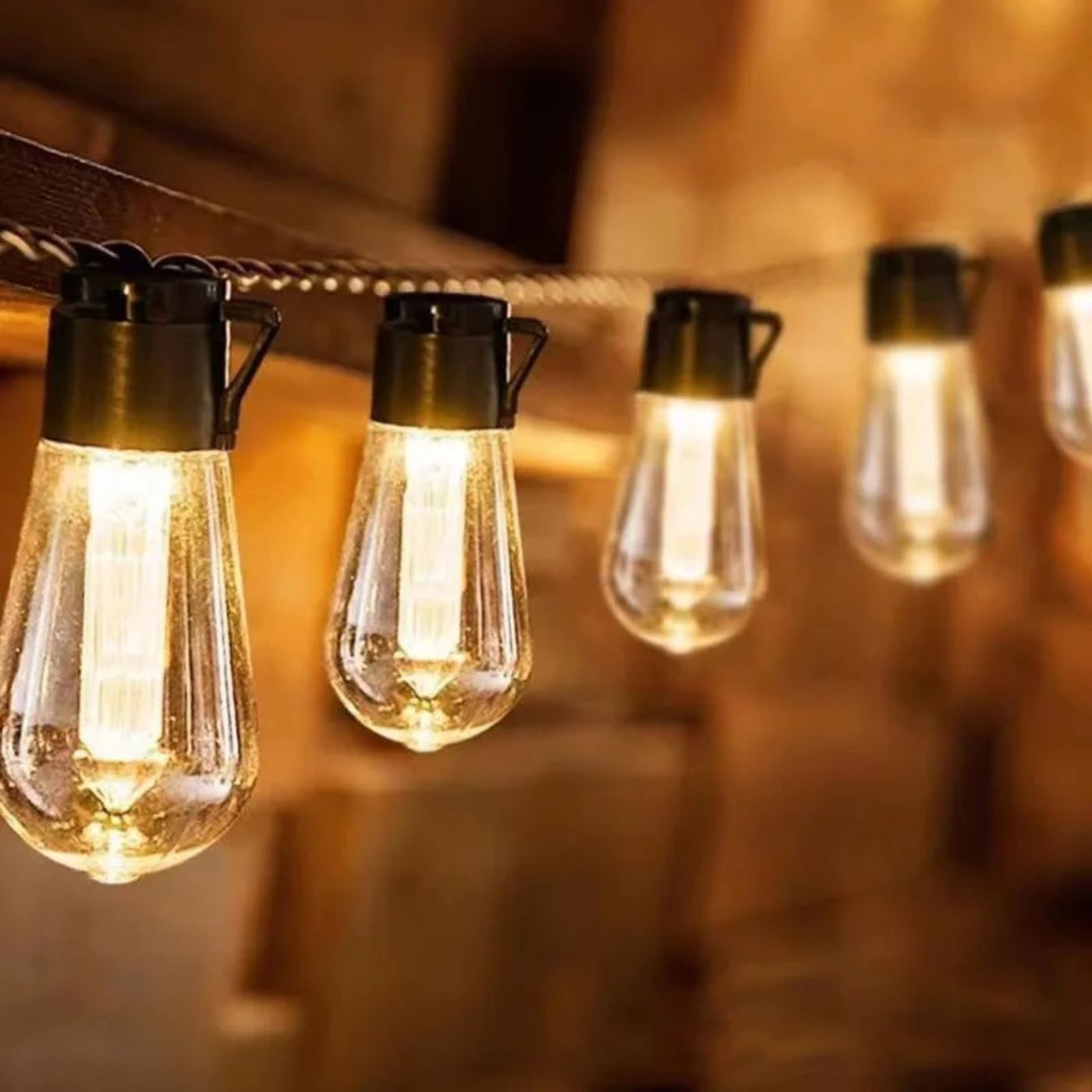 Guirnalda solar de 10 m con 10 ampolletas LED de luz cálida