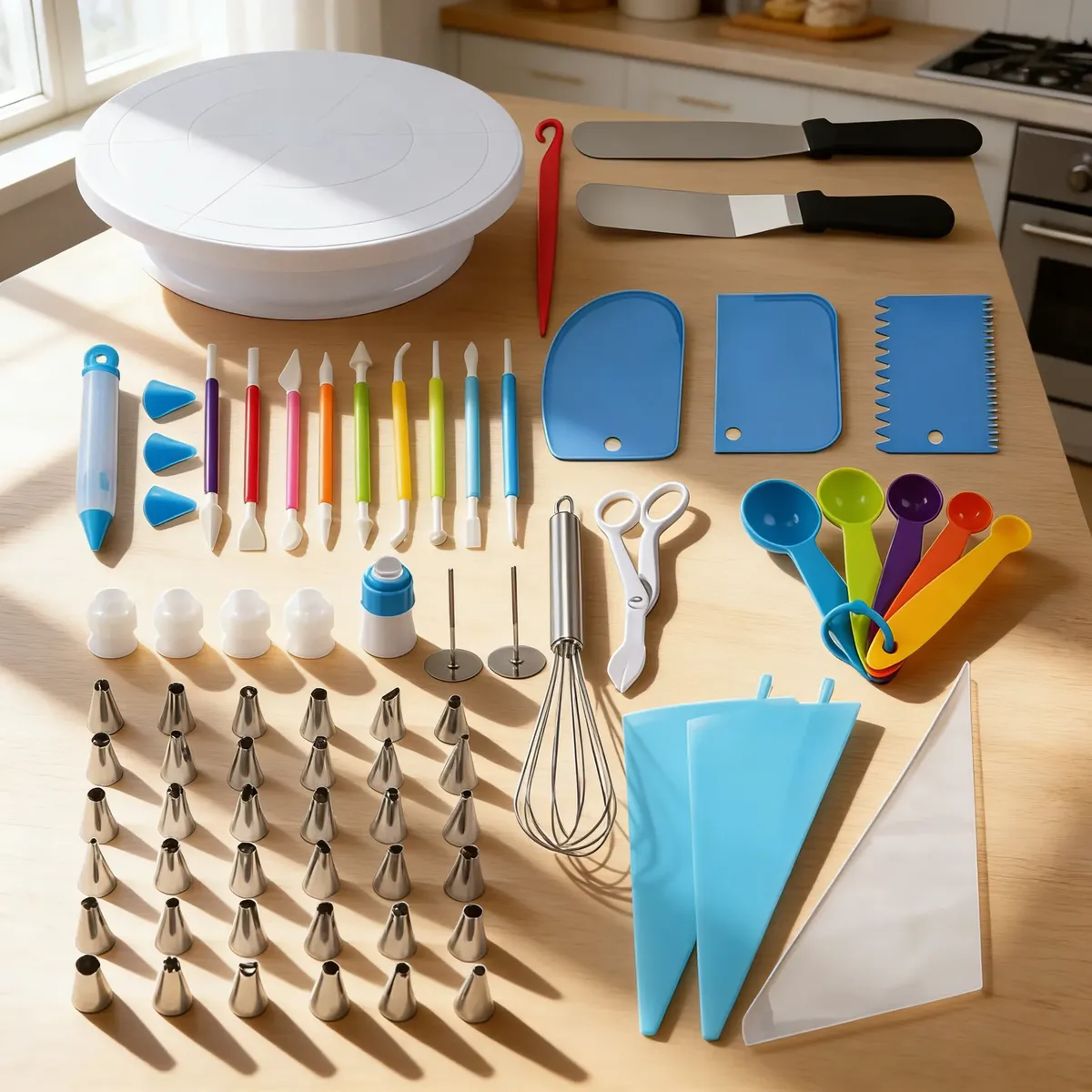 Kit de repostería de 66 piezas con base giratoria para tortas