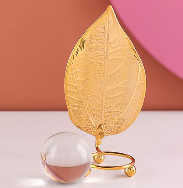 DECO HOME BOLA CRISTAL CON HOJA DE ORO