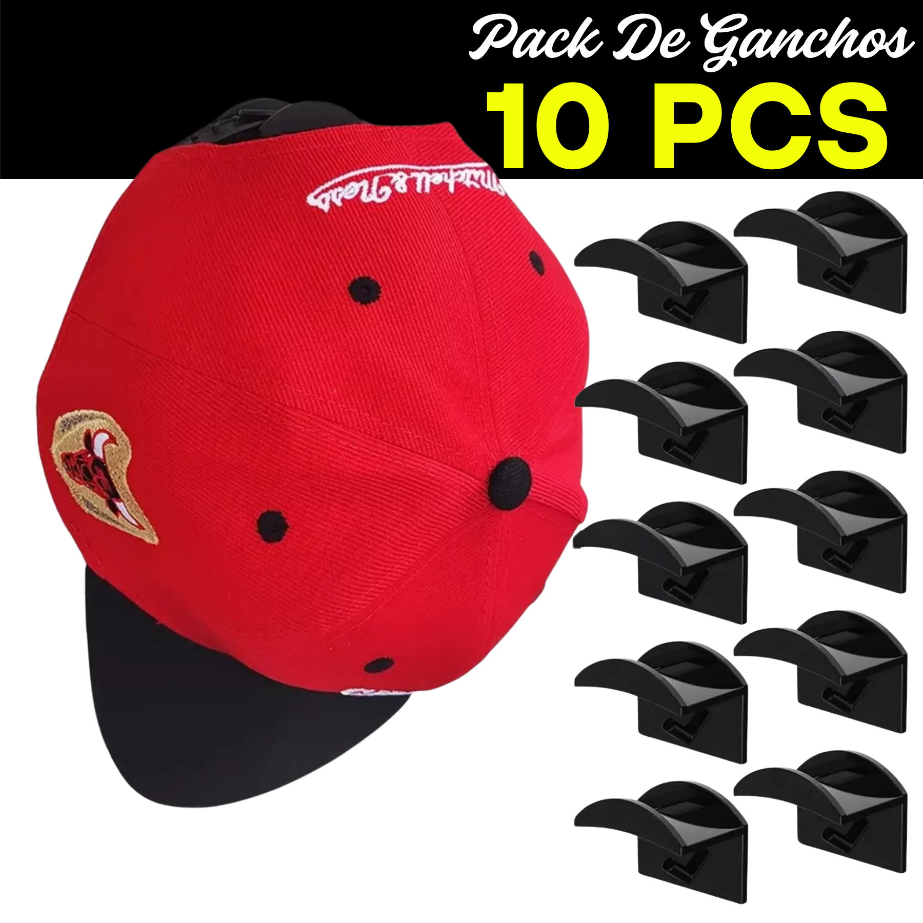 10 Gancho Organizador Gorro gorra Pared