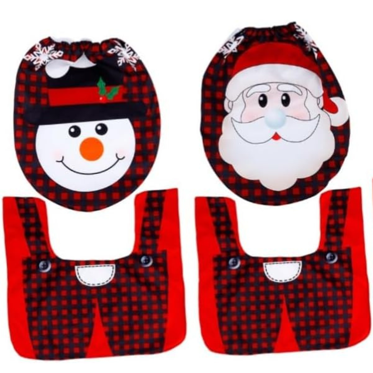 Set Alfombra - Tapa Inodoro Navideño Red