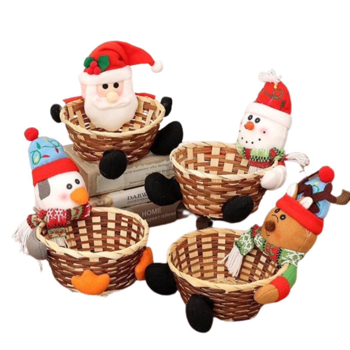 Cesta de dulces navideña de bambú