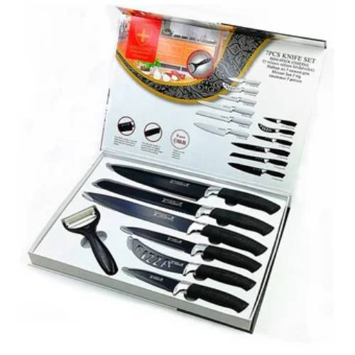 ⭐ Set Cuchillos Cocina 7 pcs Color Negro