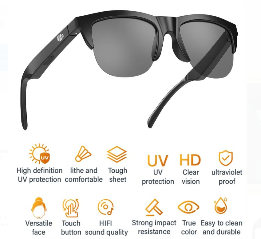 Lentes de sol con audio Bluetooth para música y llamadas