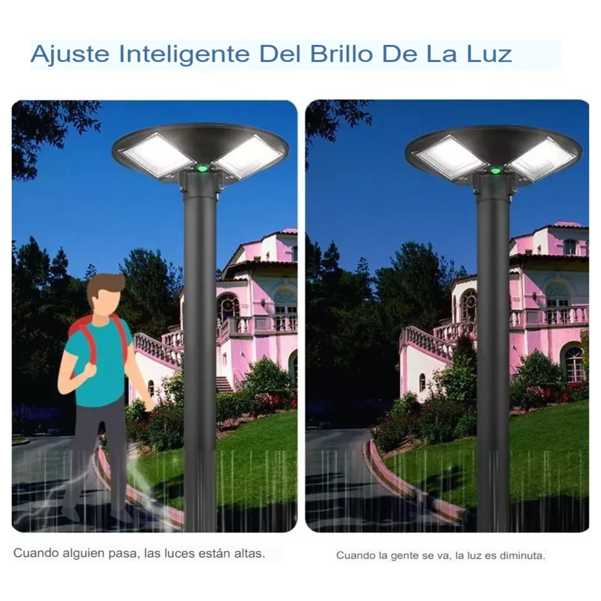 Vista 3 de Foco Solar Tipo Poste Cuádruple