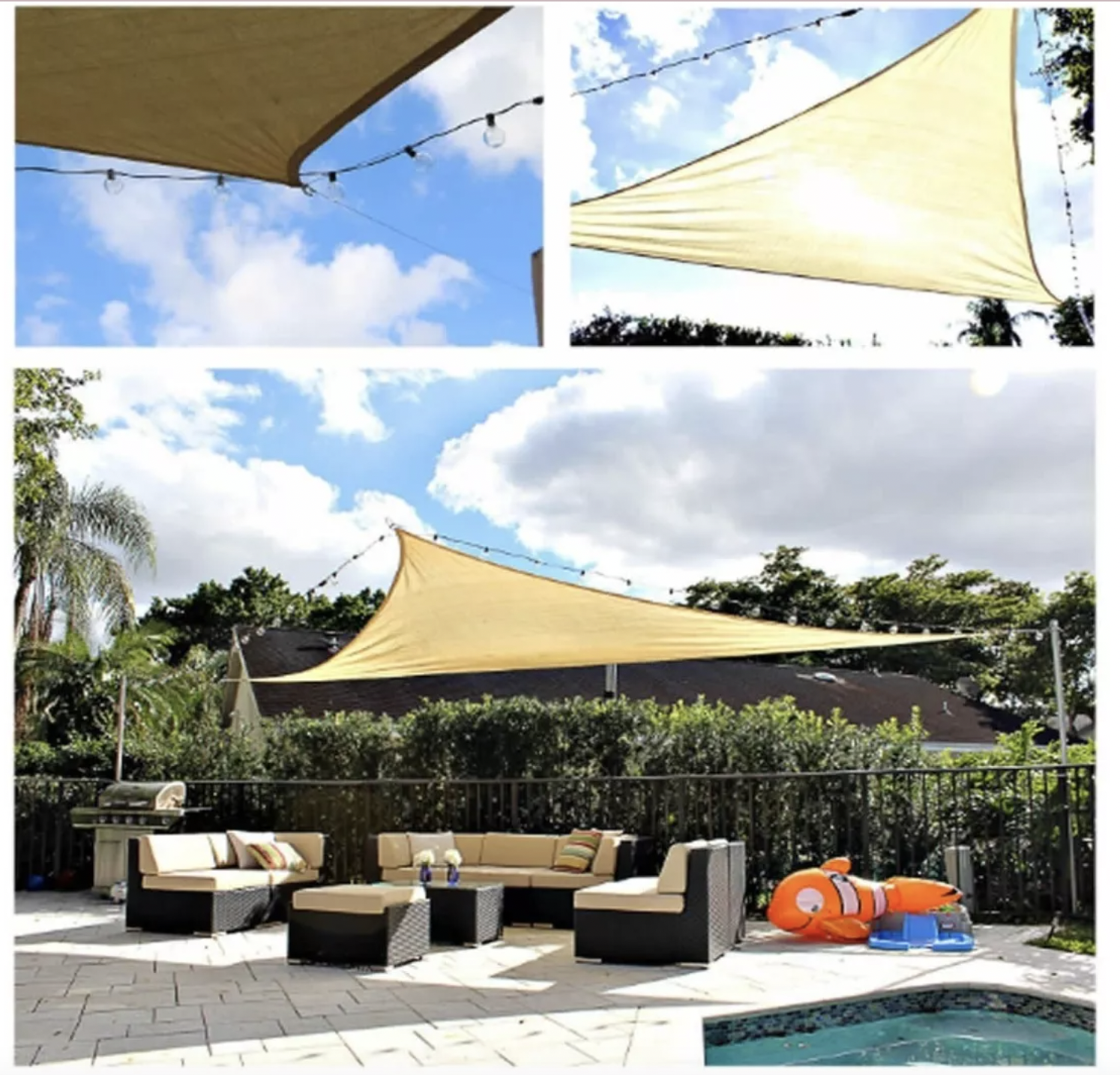 Malla Sombra Triangular, Protector 3x3mt