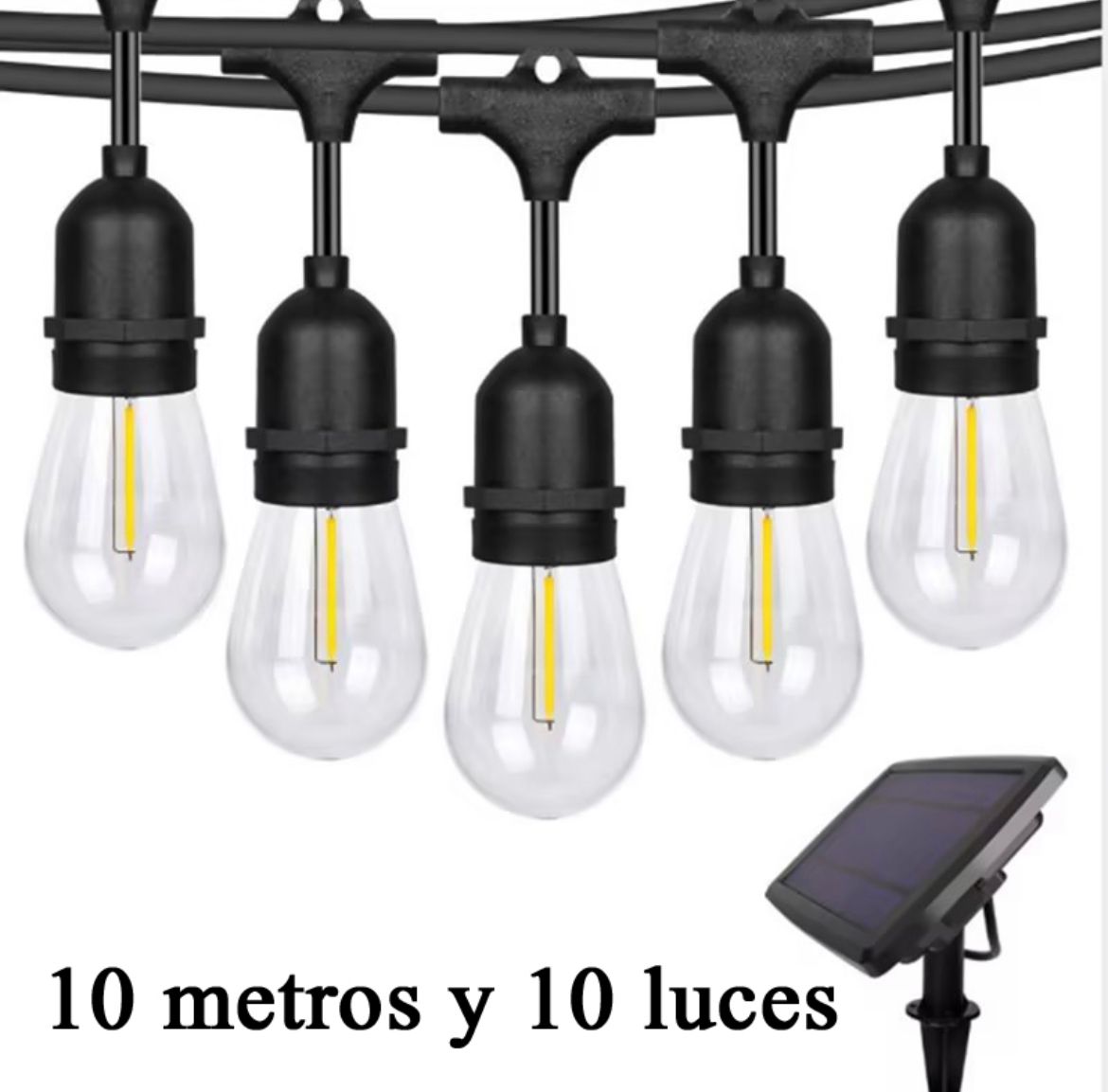 GUIRNALDA PANEL SOLAR 10 METROS 10 LUCES