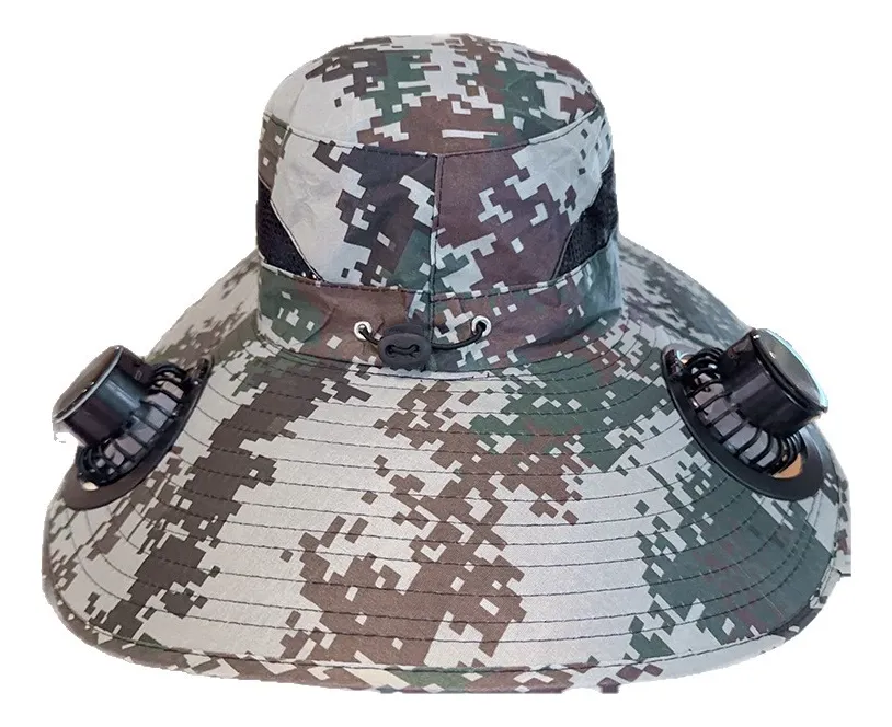 Vista 2 de Sombrero Para El Sol Con 2 Abanicos - Color: Multicolor