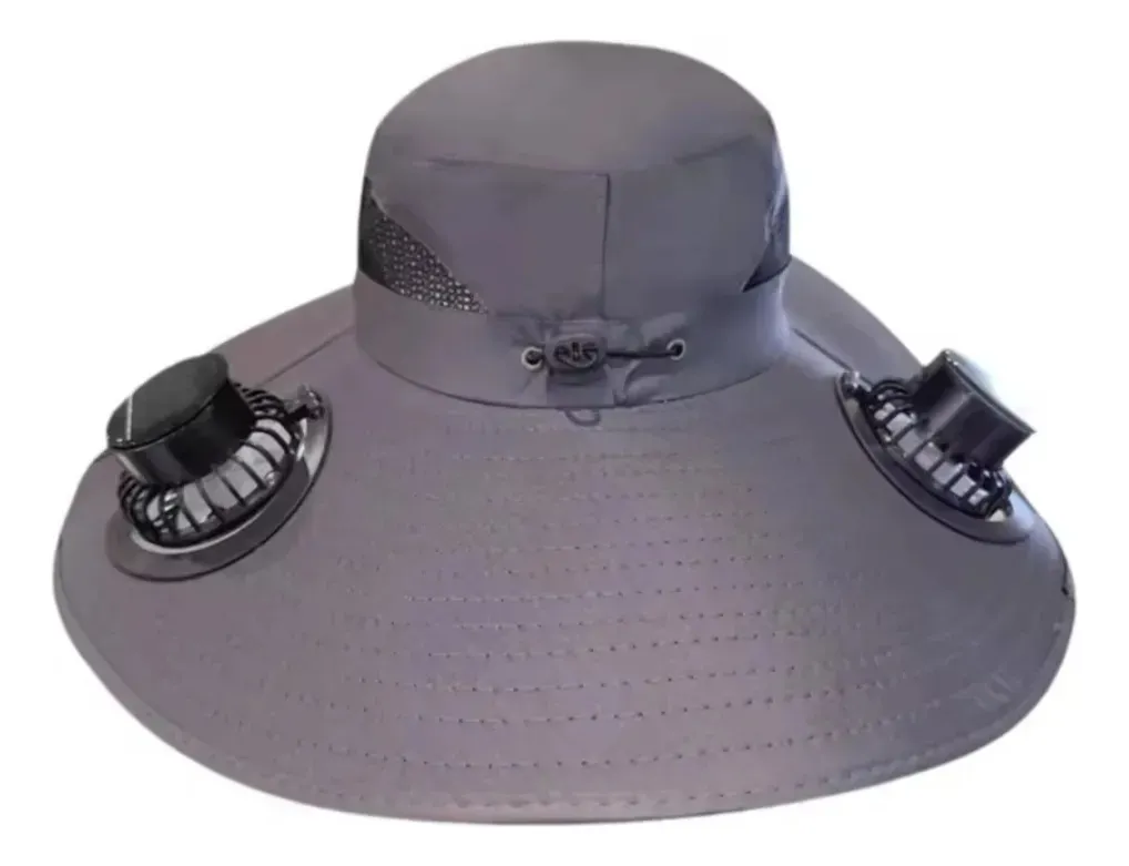 Vista 3 de Sombrero Para El Sol Con 2 Abanicos - Color: Multicolor