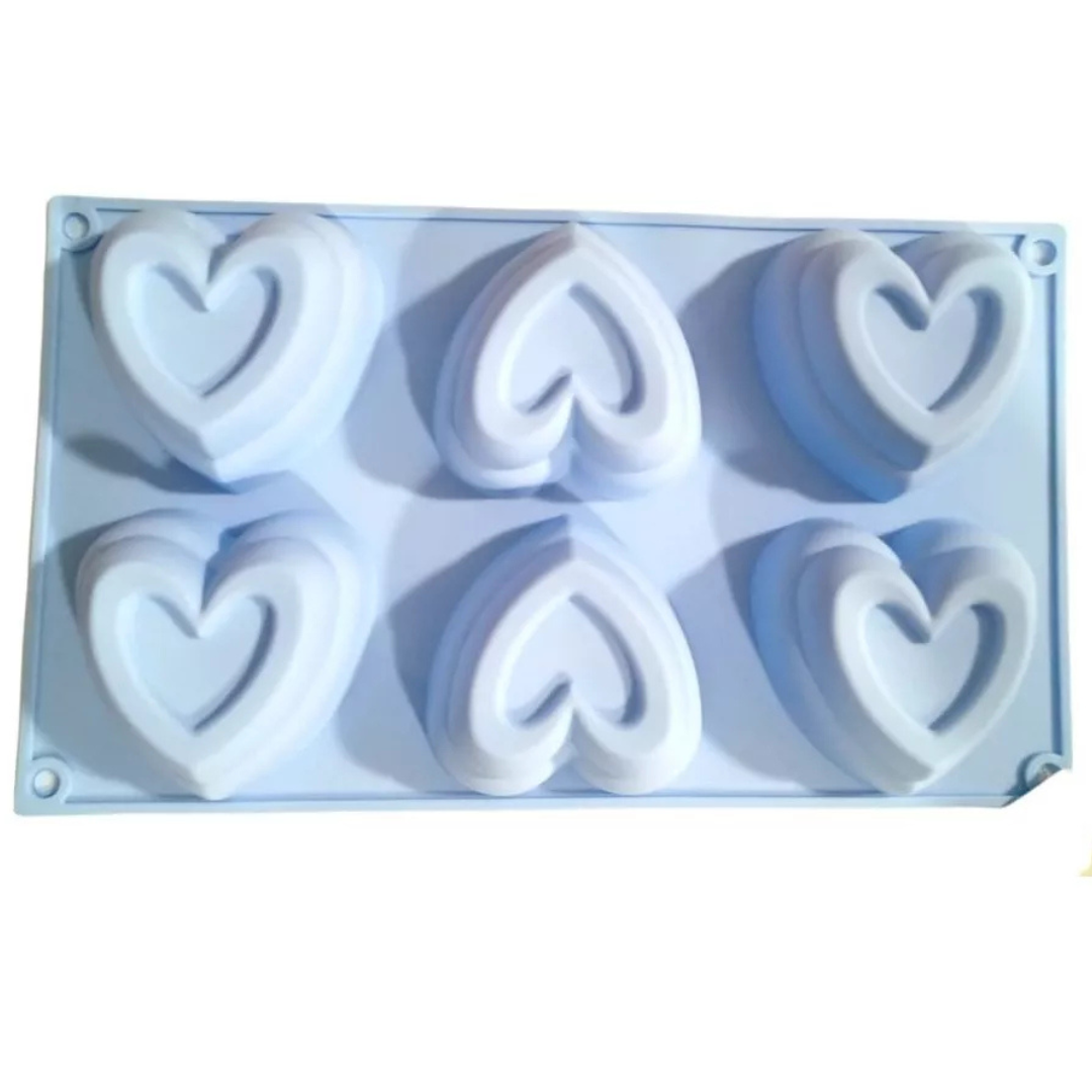 Set de 6 Molde Corazón con Relieve