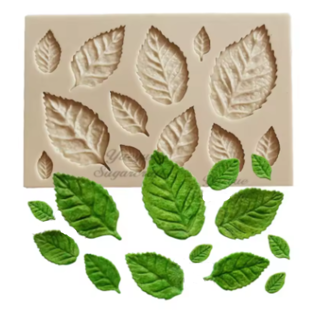 Set de 12 Molde Silicona Hoja de Árbol