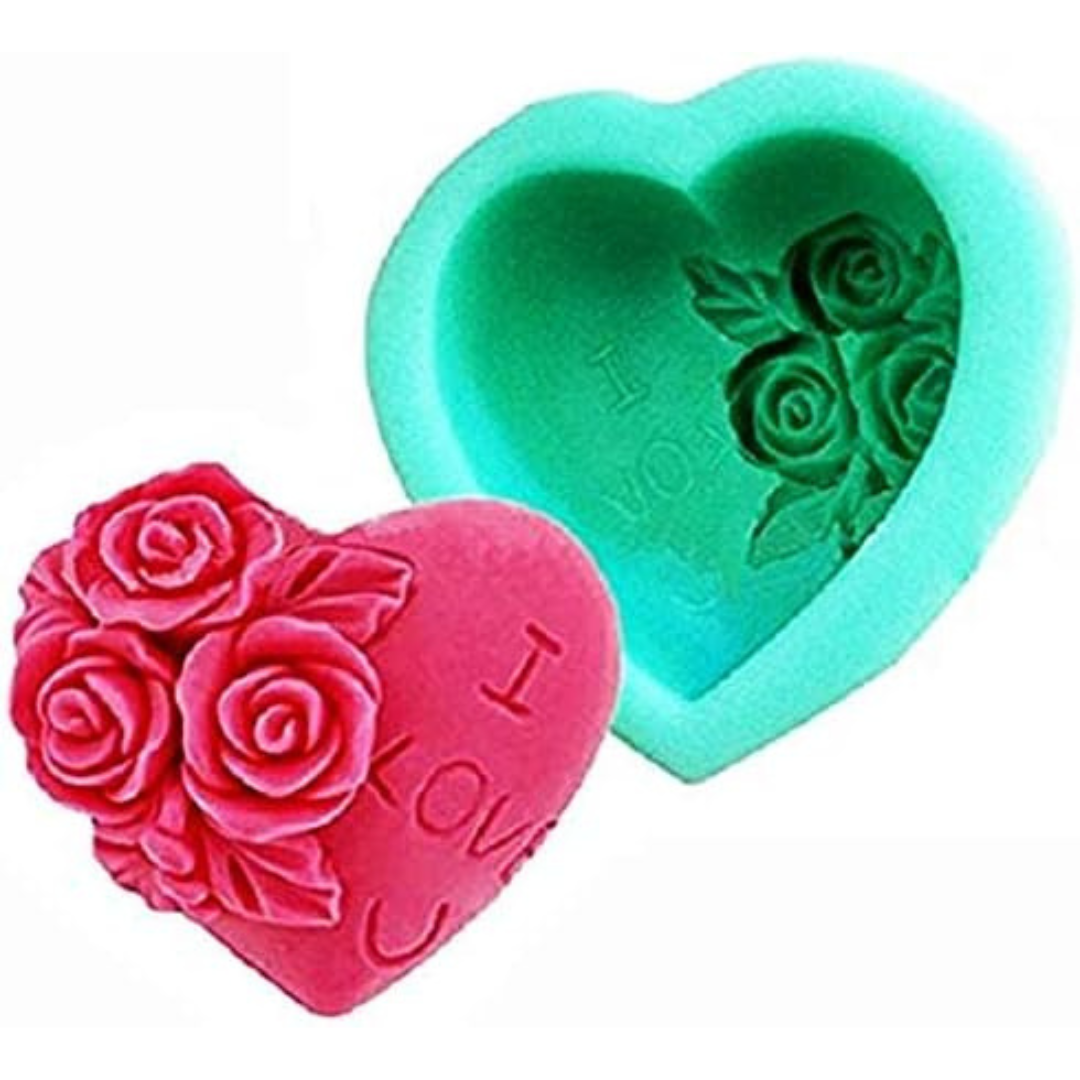 Molde Silicona Corazón con Rosas
