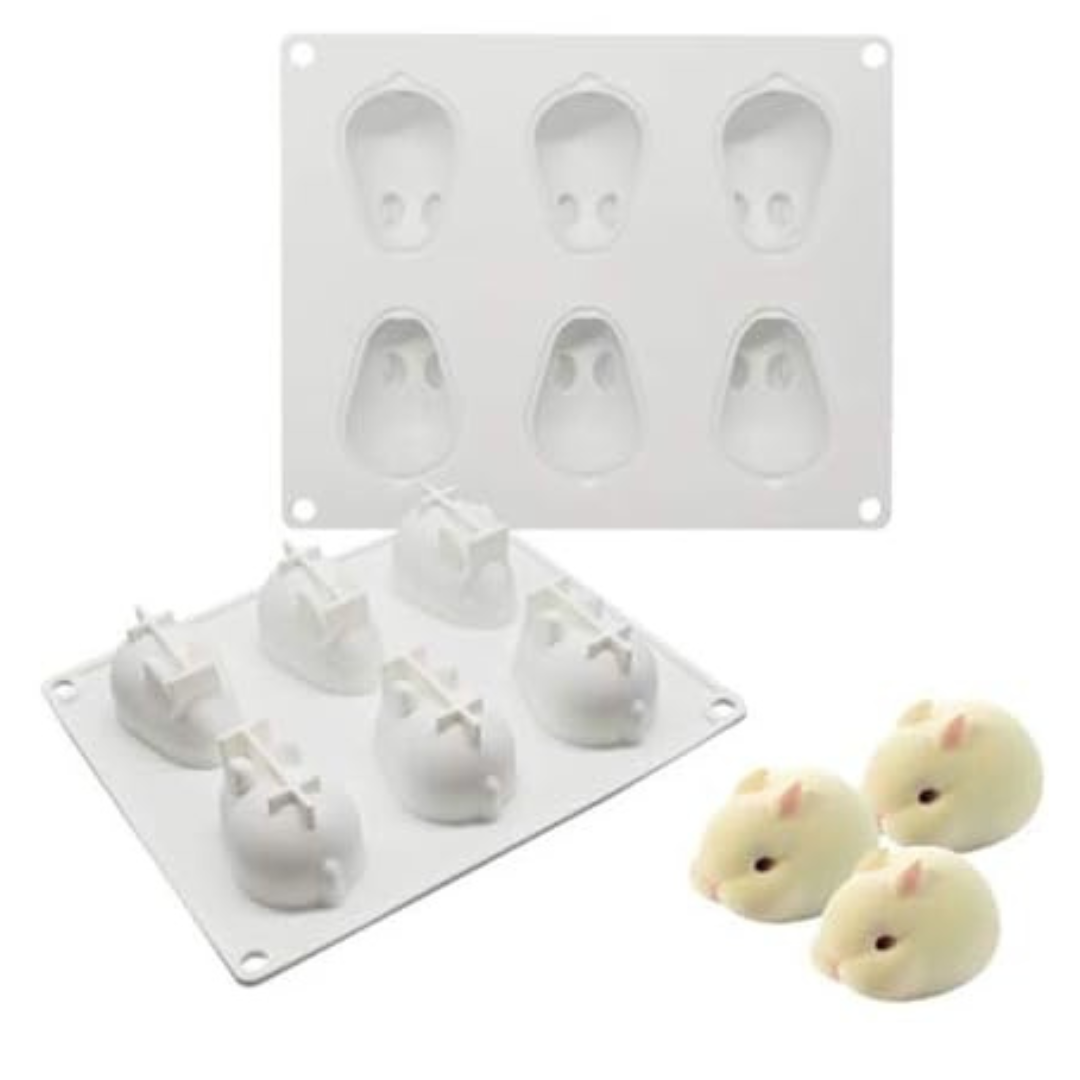 Set de 6 Molde Silicona Conejitos 3D