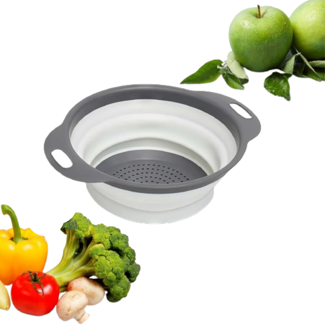 Colador Blanco Plegable + Cesta