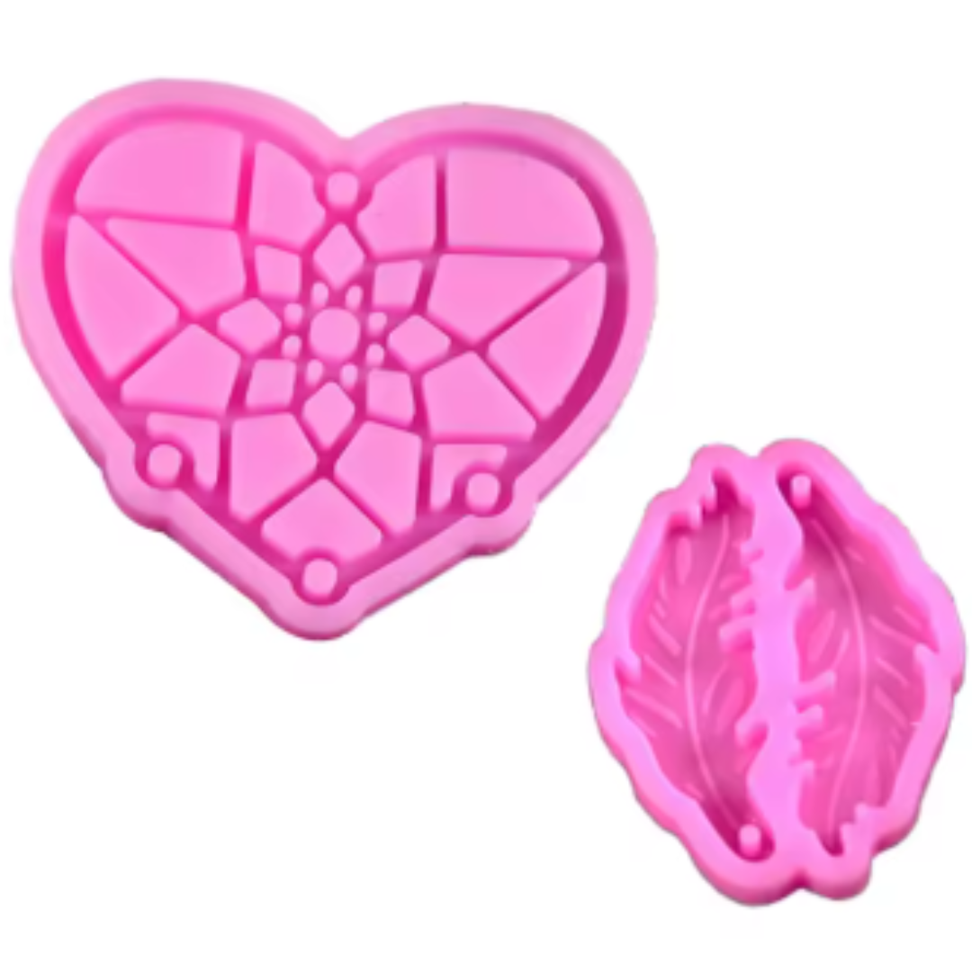 Set Molde Silicona Atrapasueños Corazón