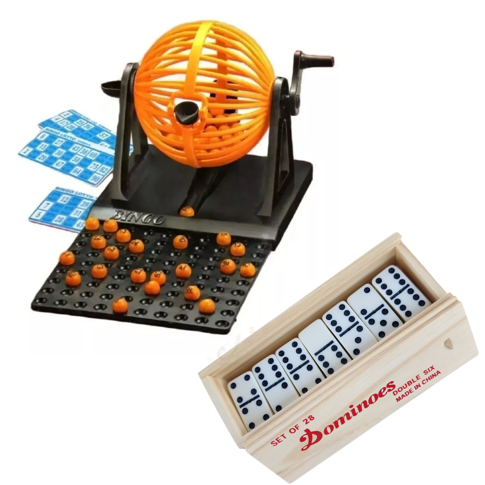 Bingo Lotto + Domino Caja De Madera