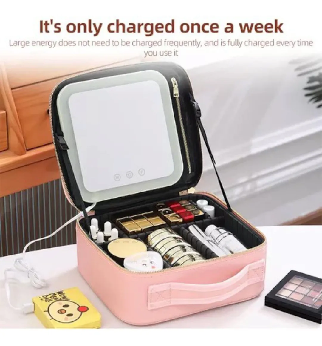 Cosmetiquero Con Luz - Color: Negro