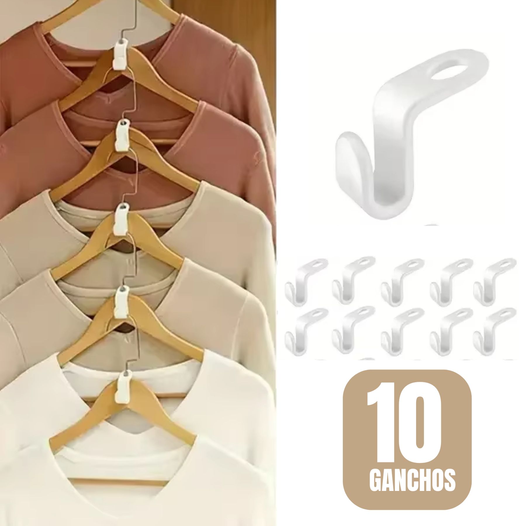 Set 10 Gancho Multifuncion Blanco