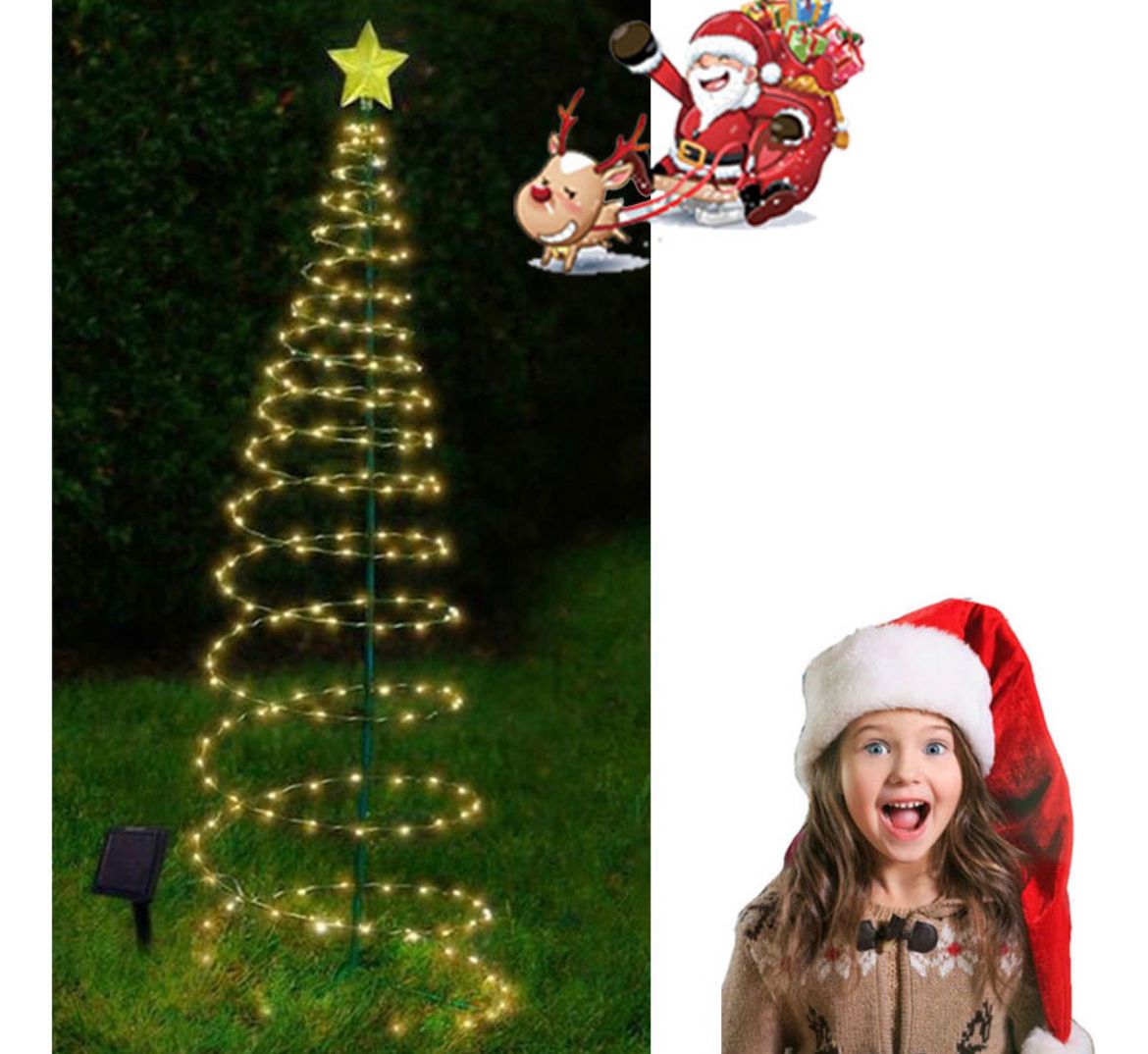 W - Árbol Espiral Navideño Solar