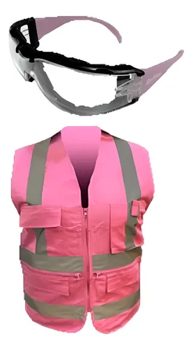 Pack Chaleco Geólogo+Lentes Rosa Talla M