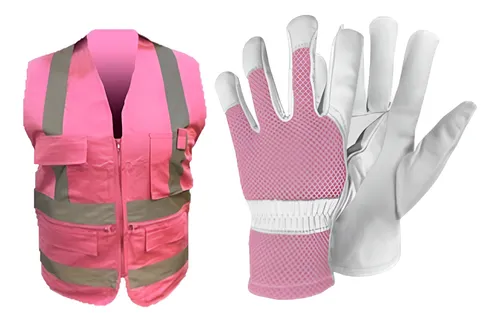 Pack Chaleco Geólogo+Guante Rosa TallaXL
