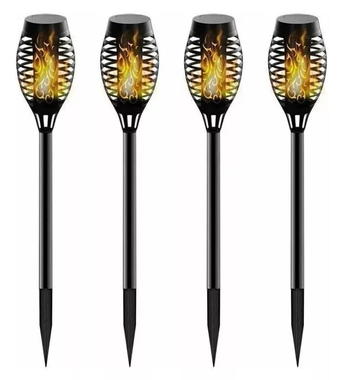 Antorchas solares LED con efecto llama para jardín (pack de 4)