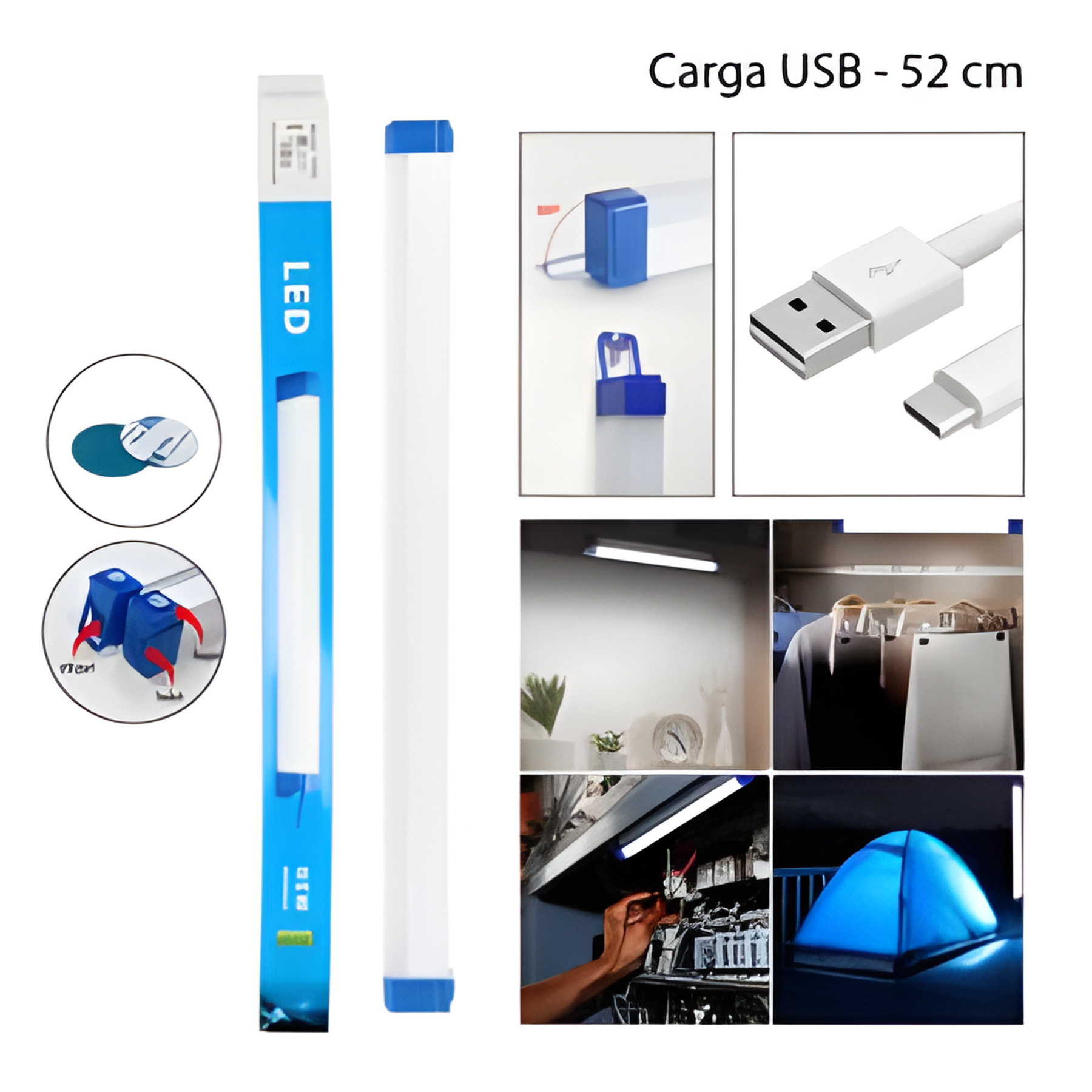 Tubo Led 52 cm Recargable USB