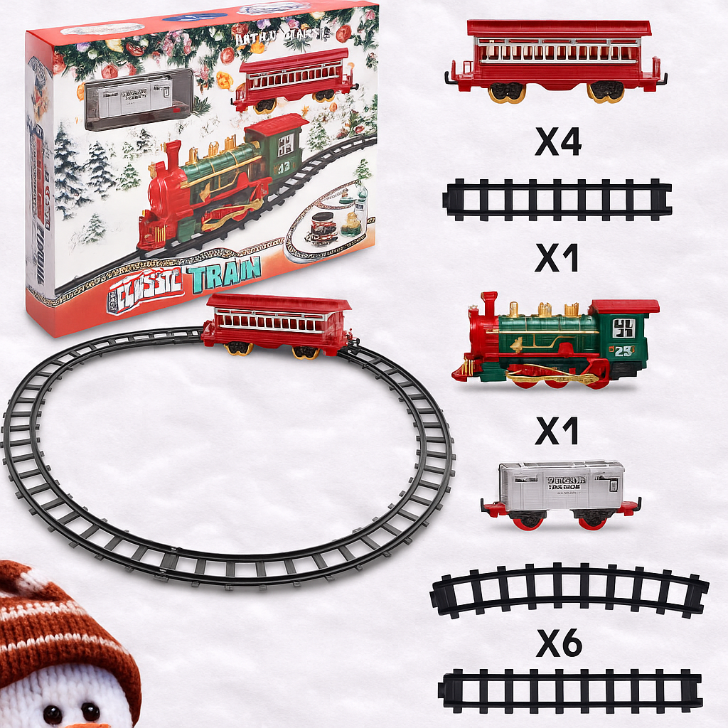Tren Navideño Deluxe con Rieles Grande