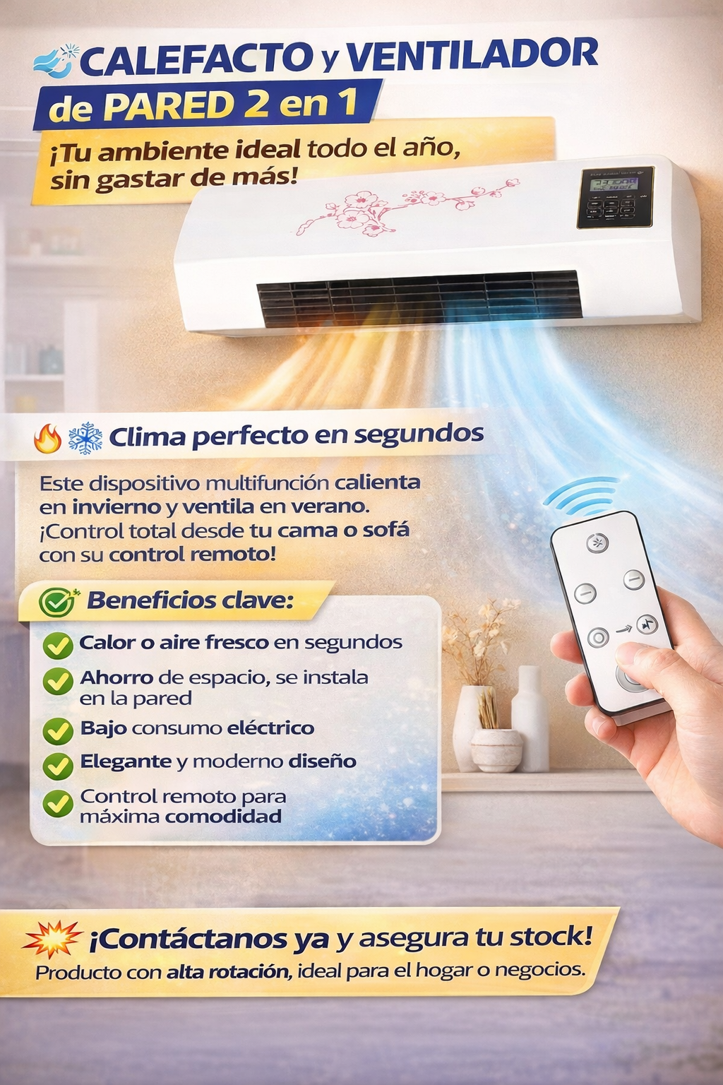 Y - Calefactor y Ventilador de Pared PRO