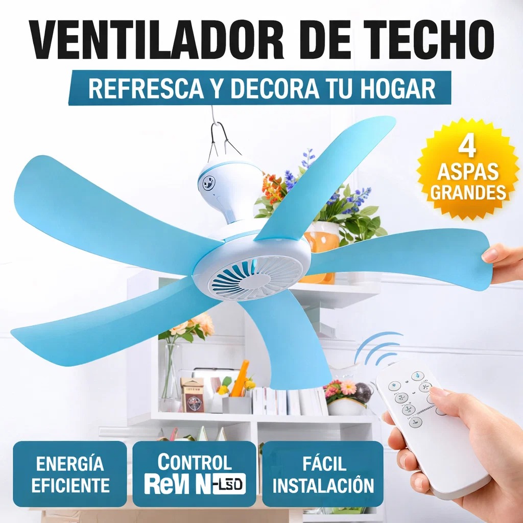 X - Ventilador 5 Aspas Colgante con ench