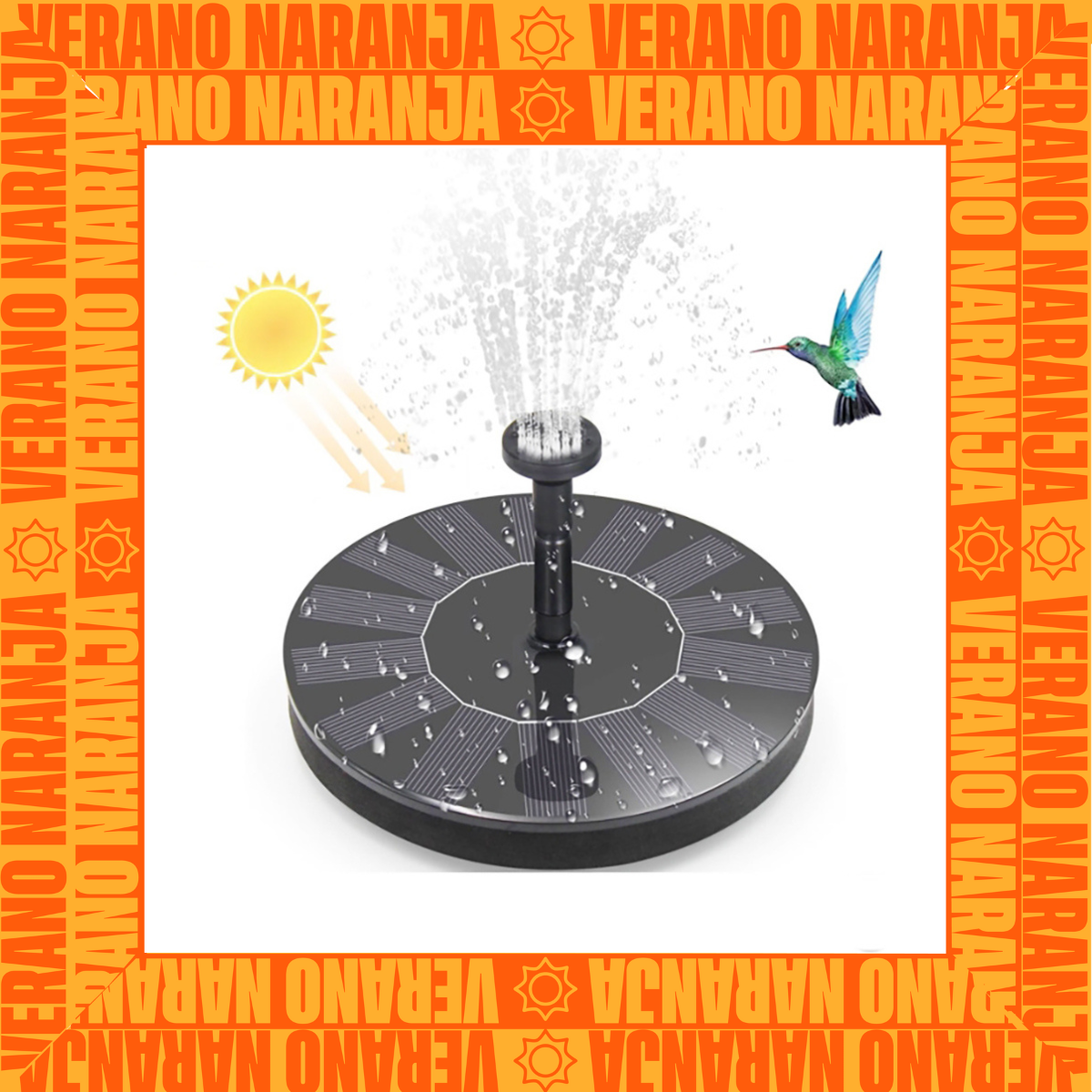 VERANO NARANJA Mini Fuente de Agua Solar