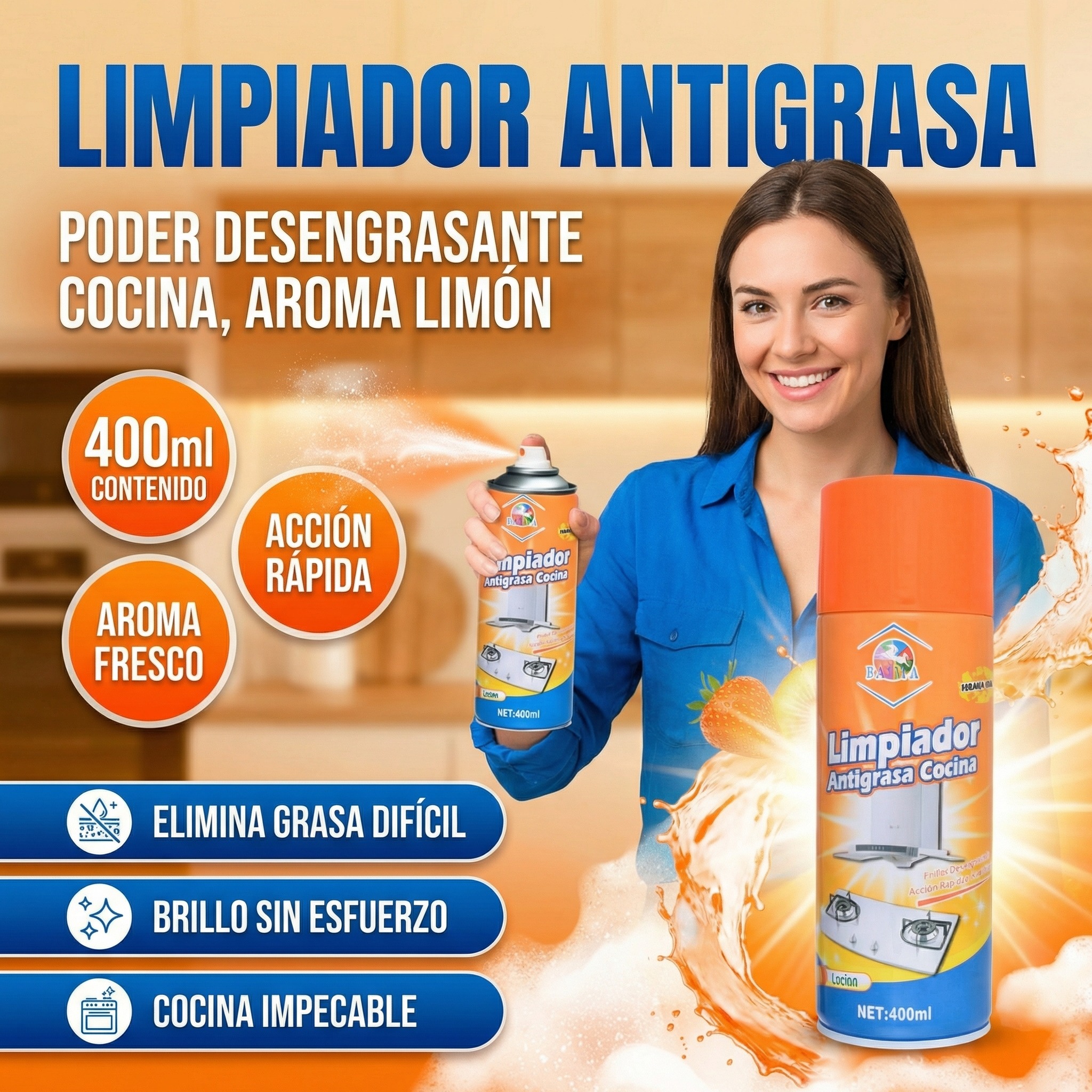 Limpiador en espuma activa ANTI GRASA