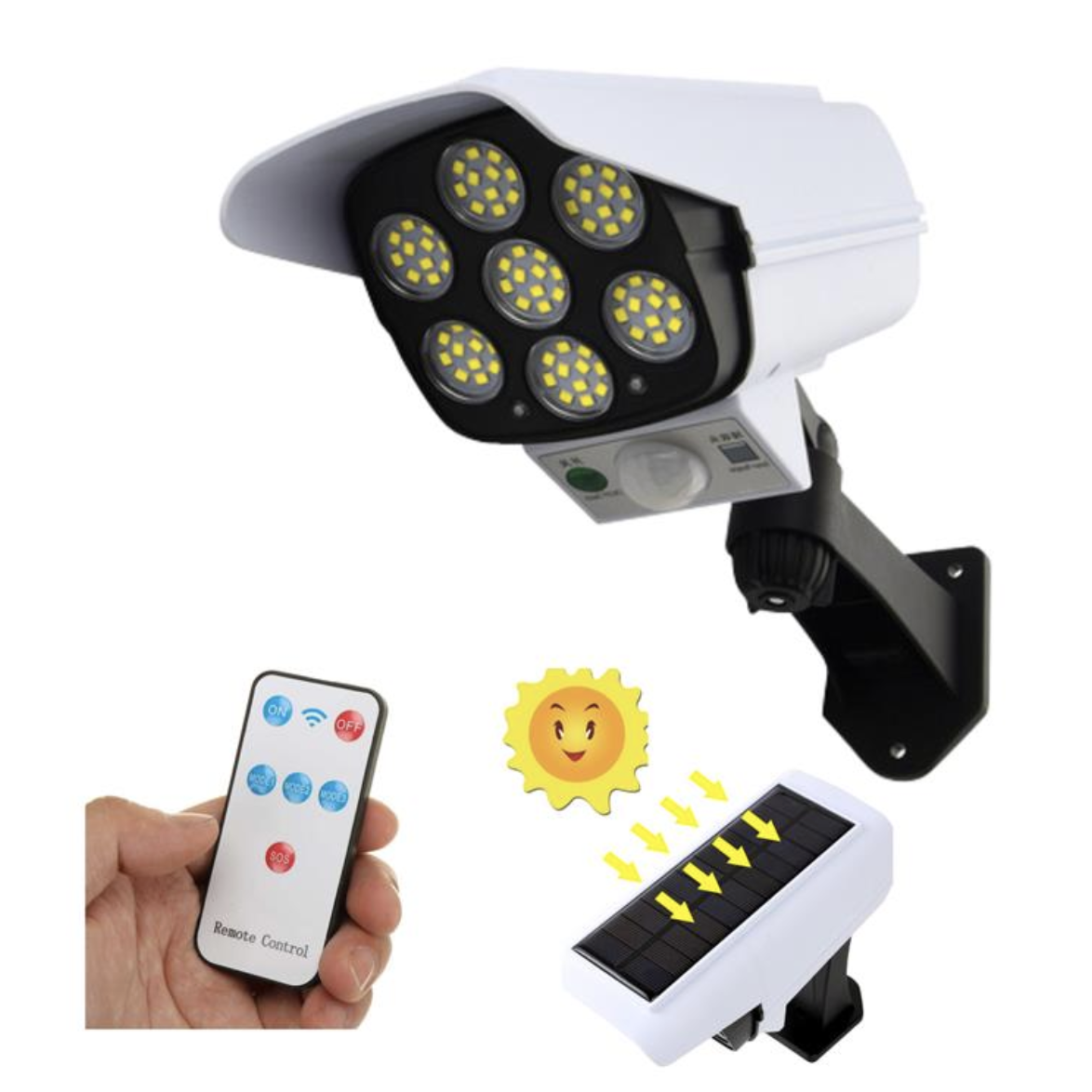 2 Foco Solar con Sensor + Simulación de