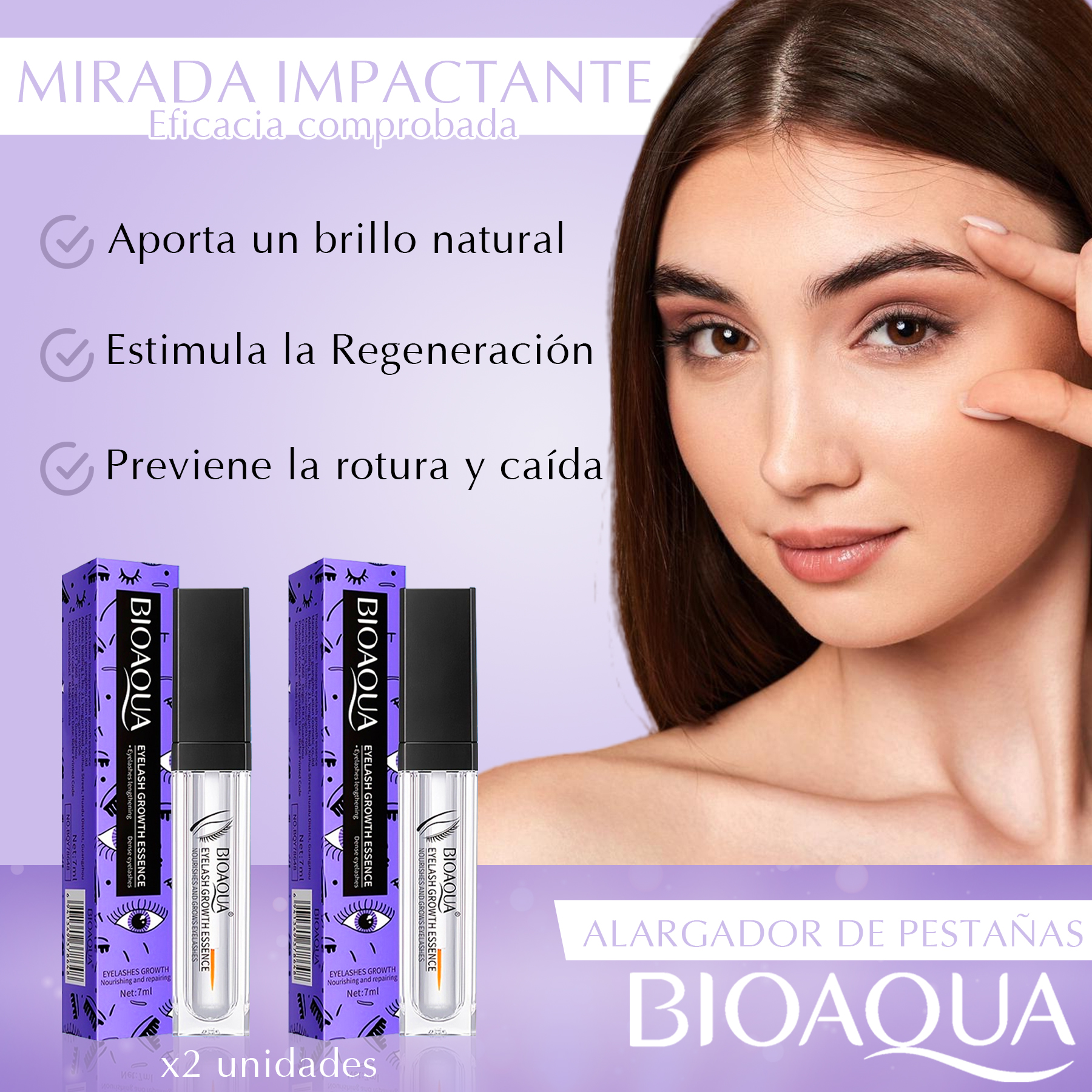 BIOAQUA SERUM CRECIMIENTO PESTAÑAS X 2