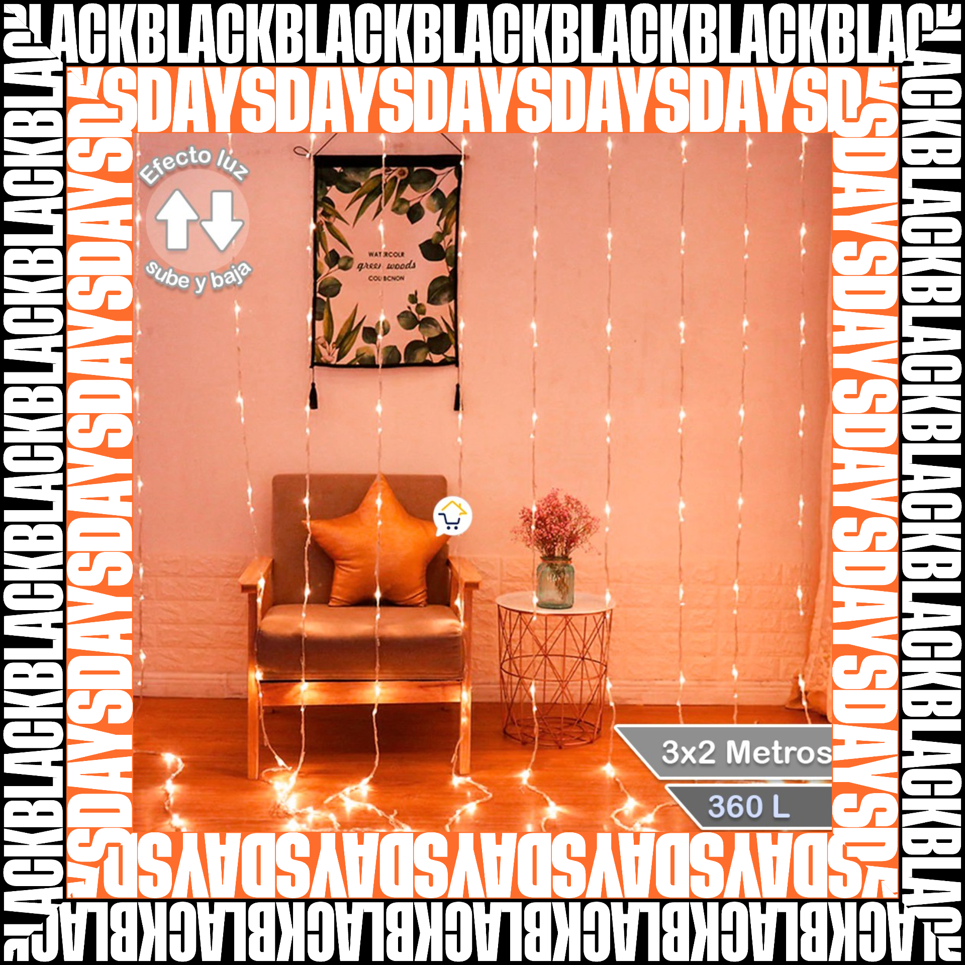 Cascada Led 3X2M 360L 2010 Black Days