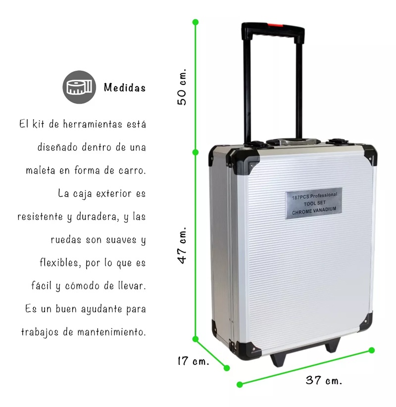 Miniatura 2 de Kit De Herramientas 187 Piezas + Maletín