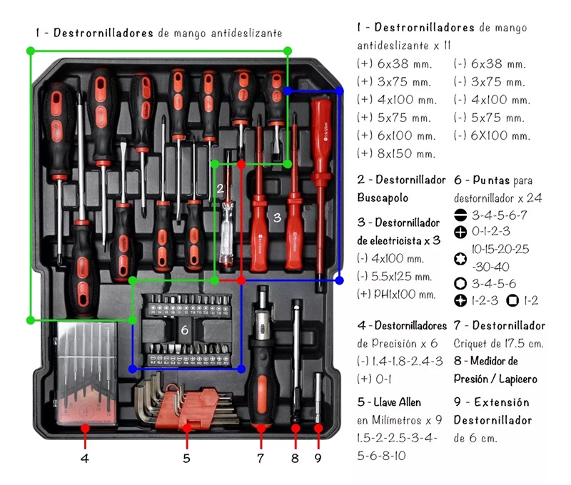 Miniatura 3 de Kit De Herramientas 187 Piezas + Maletín