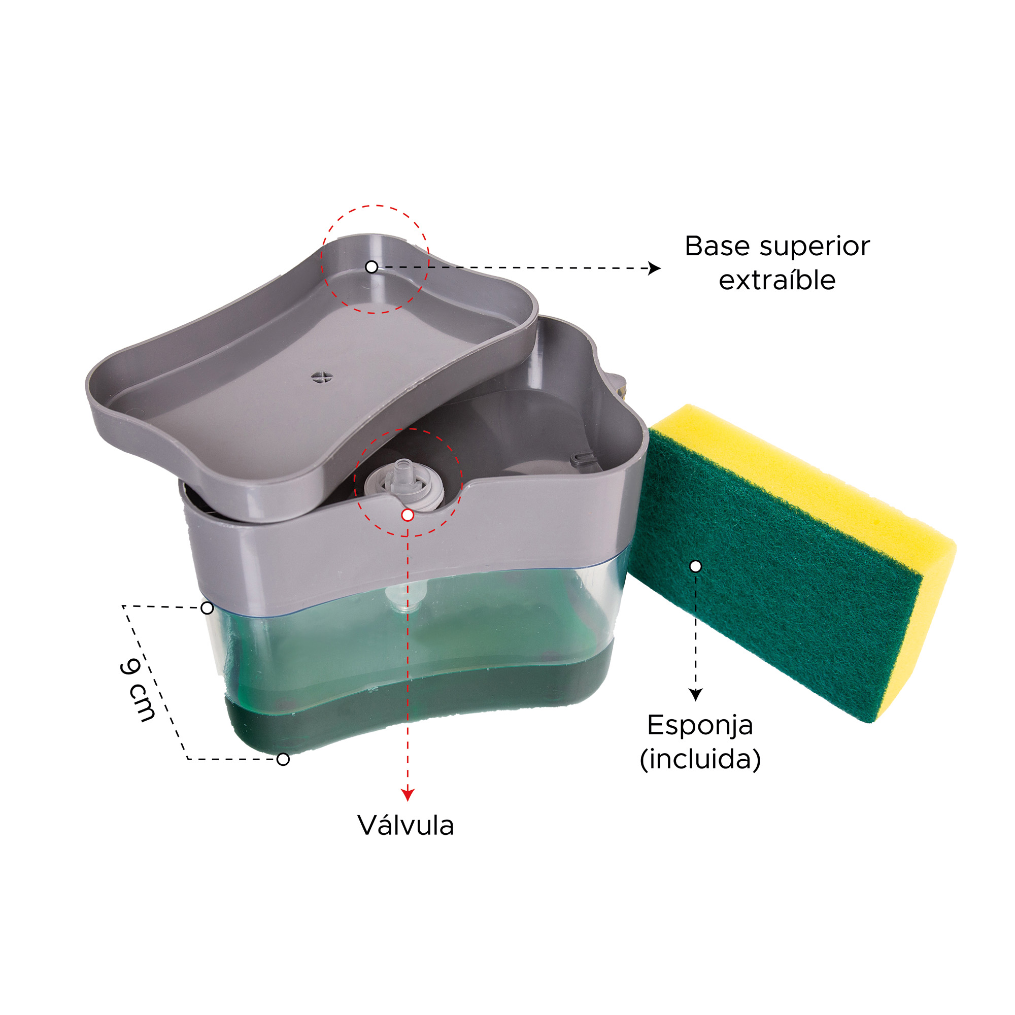 Miniatura 3 de Dispensador de jabón lavaloza con esponj