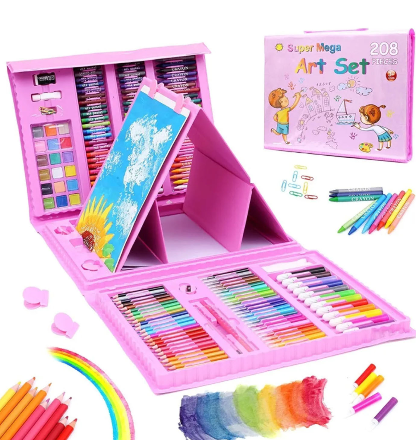SET DE ARTE 208 PIEZAS ROSADO