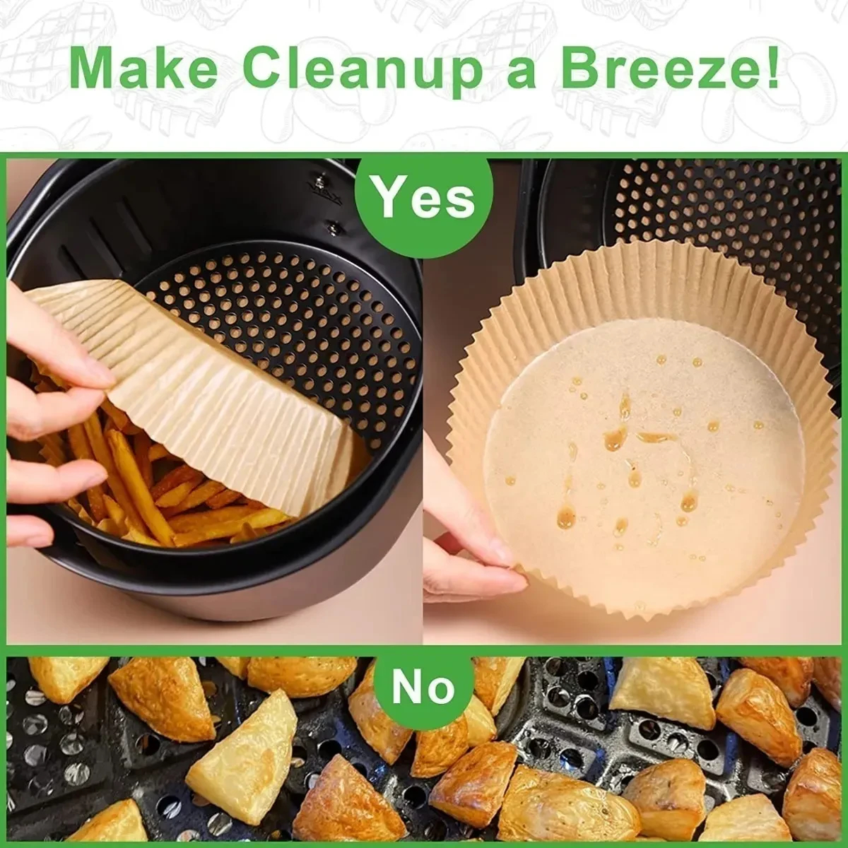 Miniatura 3 de Air Fryer pad paper papel freidora x 100