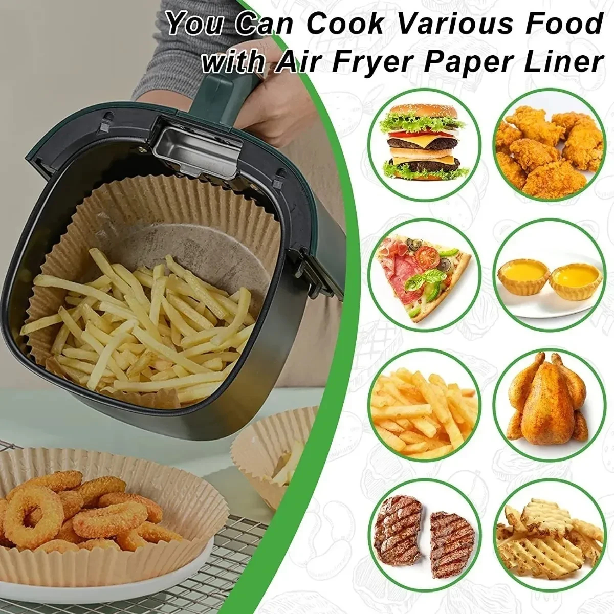 Air Fryer pad paper papel freidora x 100