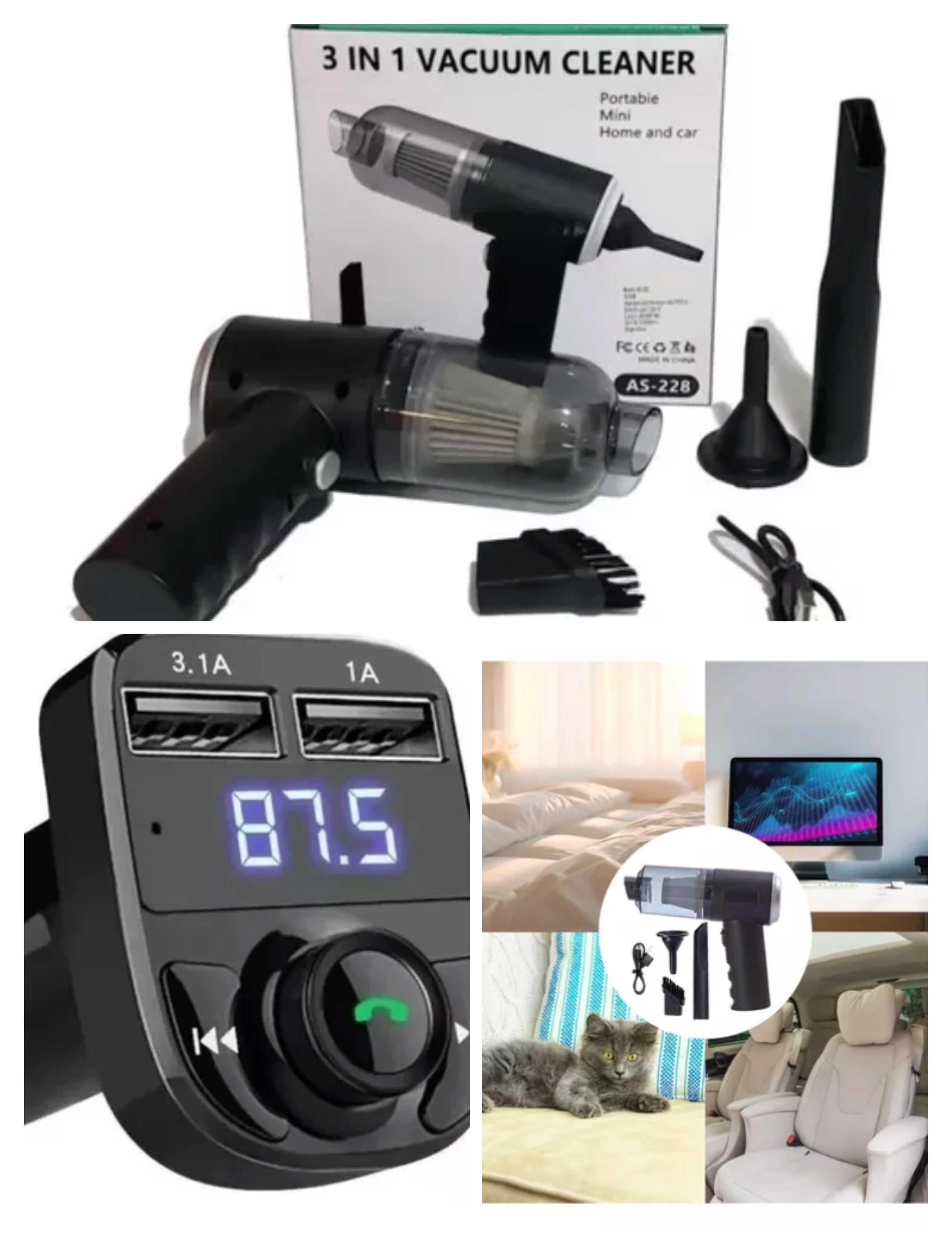 Miniatura 10 de Combo aspiradora para carro + transmisor