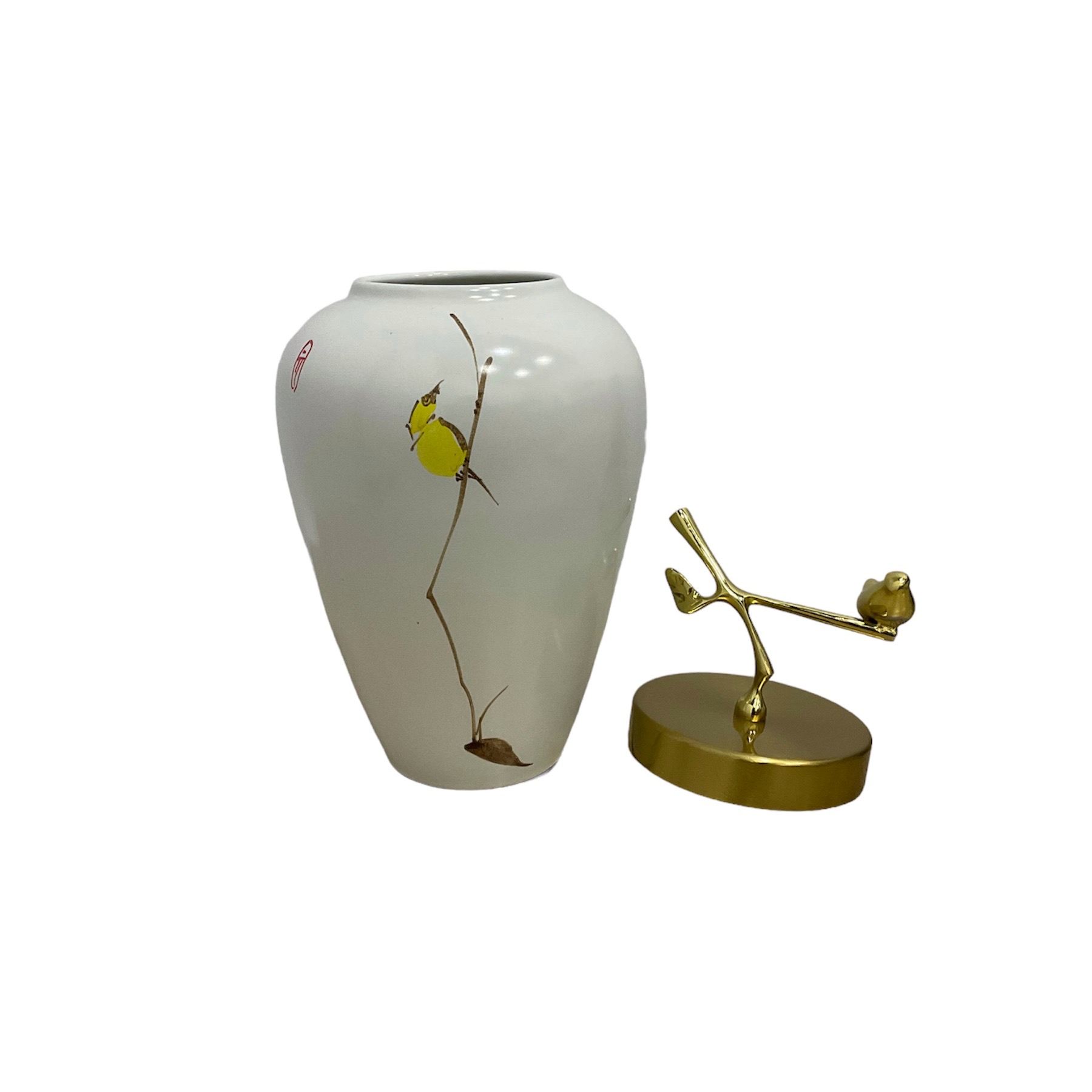 Jarron florero de ceramica con tapa